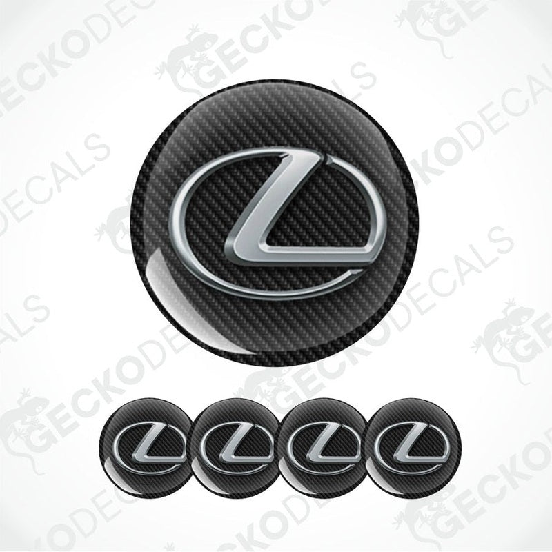 Carbon fiber pattern Lexus logo with five smaller logos below on a white background.