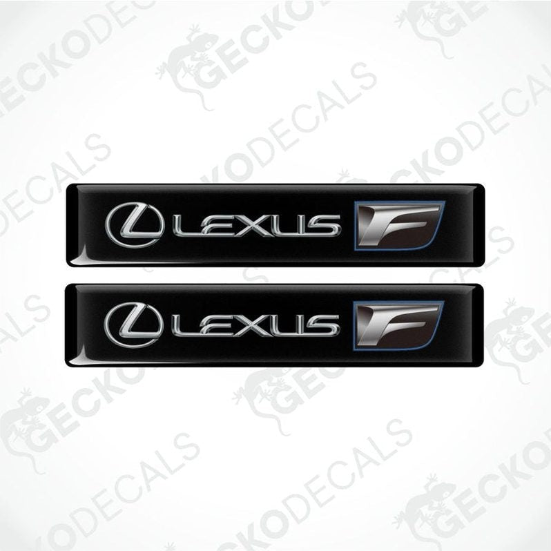 Two black Lexus F logos on a white background with 'Gecko Decals' branding.