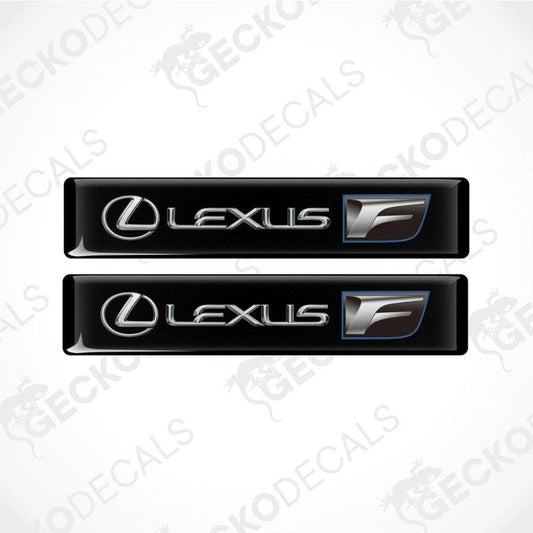 Two black Lexus F logos on a white background with 'Gecko Decals' branding.