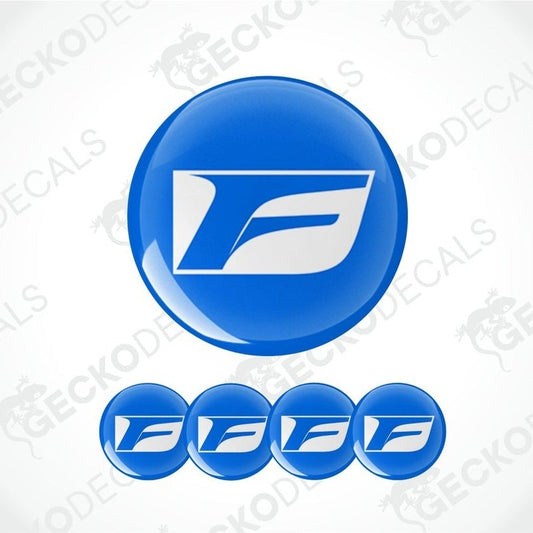 Blue and white F logo on a white background with 'Gecko Decals' watermark