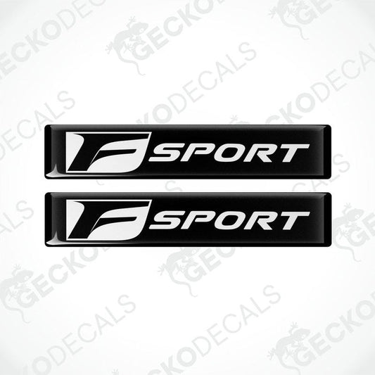 Two black vinyl stickers with the Lexus F Sport logo on a white background.