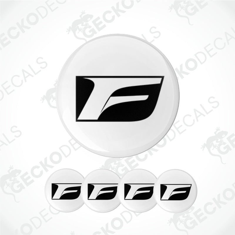 Set of black and white F logos on a white background with 'Gecko Decals' branding.