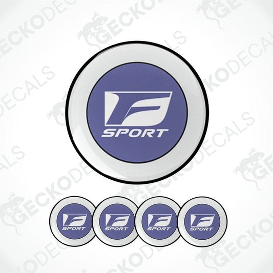 A set of four vinyl decals with a polyurethane coating, featuring the LEXUS F SPORT logo in white on a purple background.