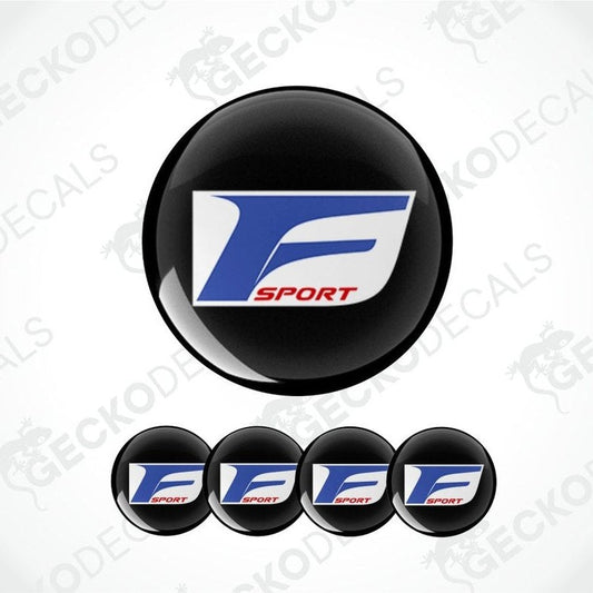 Set of 'F Sport' logo emblems on a white background with 'Gecko Decals' branding.