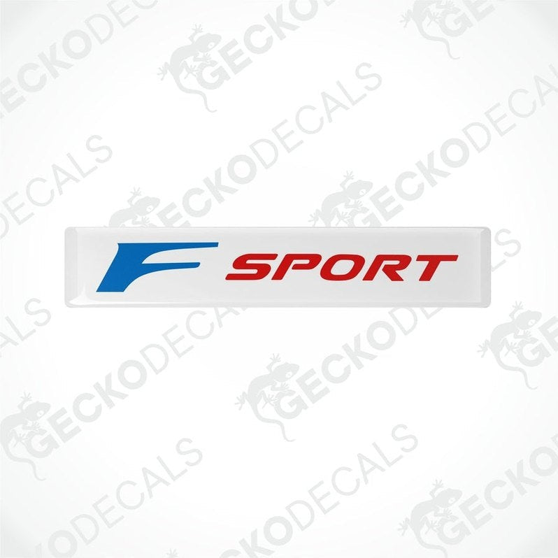 White vinyl stickers with a red and blue 'F SPORT' logo, arranged horizontally.