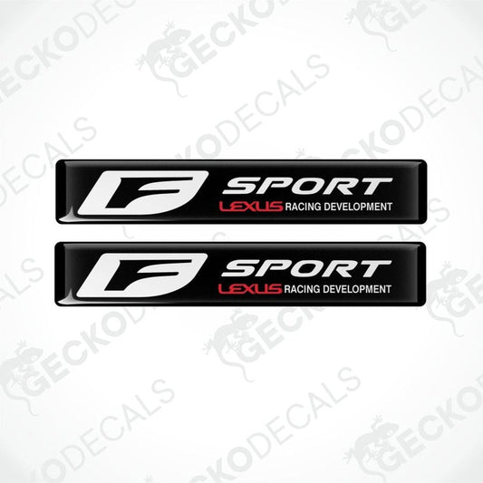 Two black 'Lexus Racing Development' car decals on a white background with 'Gecko Decals' branding.