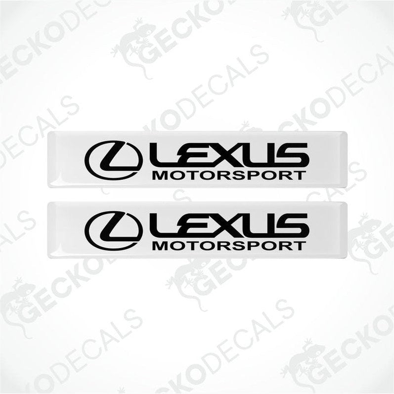 Two white vinyl stickers with the Lexus Motorsport logo in black.