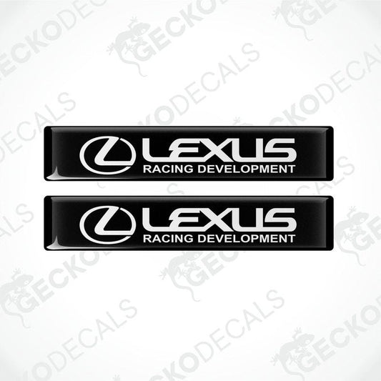 Two black vinyl stickers with the Lexus Racing Development logo in white.