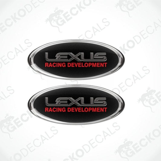Two Lexus Racing Development emblems on a white background with 'Gecko Decals' branding.