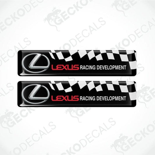 Two Lexus Racing Development decal stickers on a white background with Gecko Decals branding.