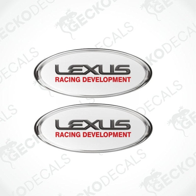 Two Lexus Racing Development emblems on a white background with 'Gecko Decals' branding.