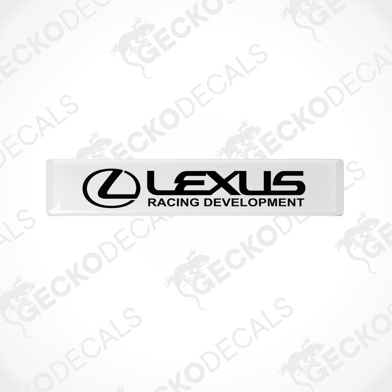 White vinyl stickers with the Lexus Racing Development logo in black.