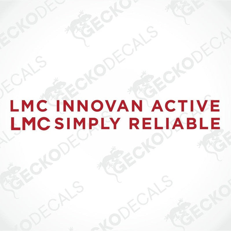 A white background with red and black text that reads 'LMC INNOVAN ACTIVE' and 'LMC SIMPLY RELIABLE' with a logo of a gecko at the top.