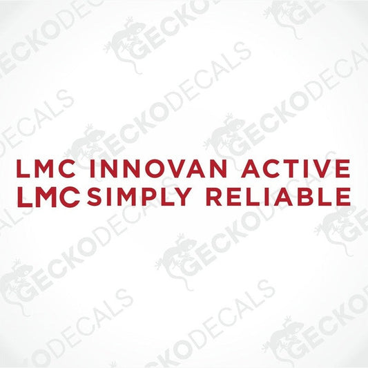A white background with red and black text that reads 'LMC INNOVAN ACTIVE' and 'LMC SIMPLY RELIABLE' with a logo of a gecko at the top.