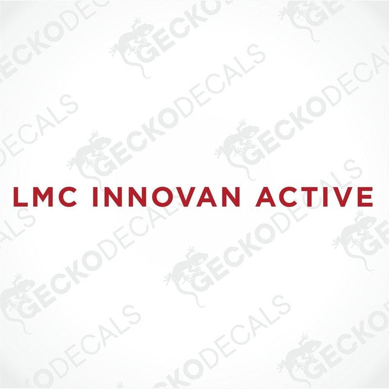 LMC Innovan Active red die-cut caravan sticker on transfer paper