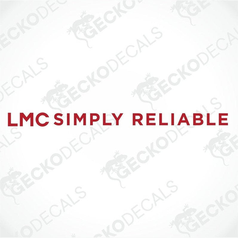 LMC Simply Reliable red die-cut caravan decal on transfer paper