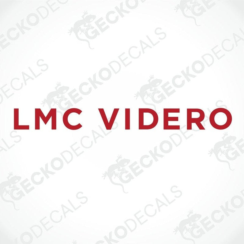 LMC Videro caravan die-cut decal sticker in red