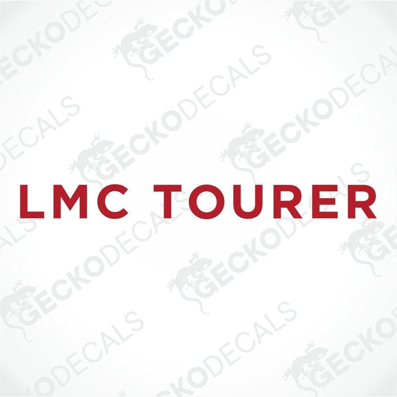 LMC Tourer caravan die-cut decal sticker in red