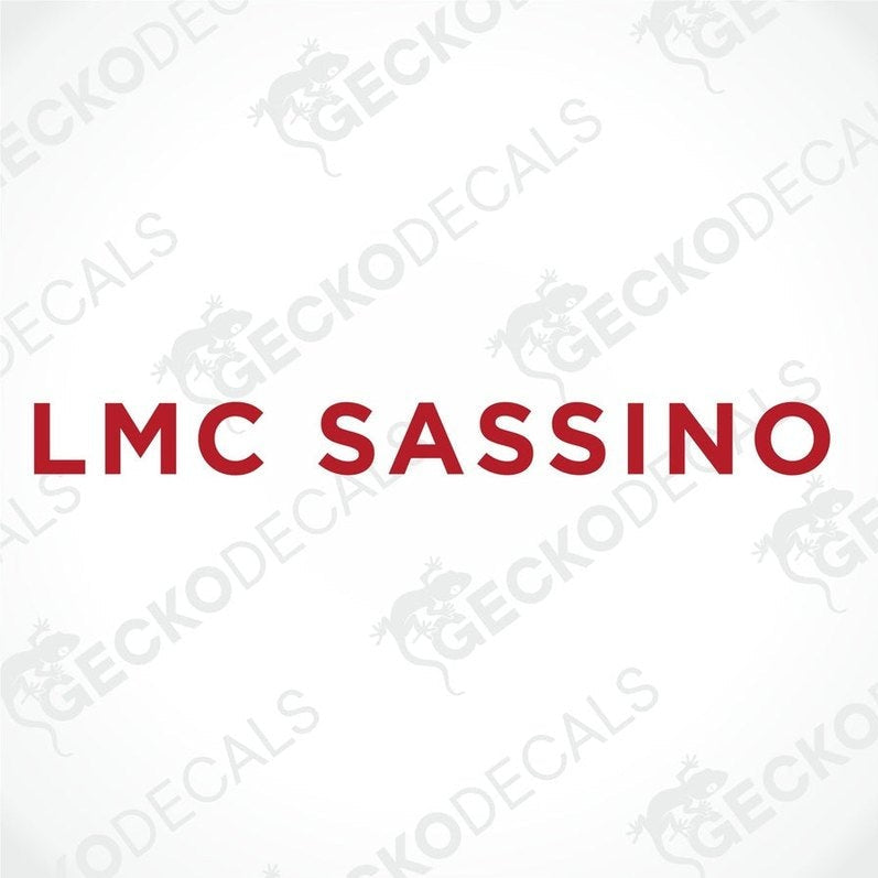 LMC Sassino caravan die-cut decal sticker in red
