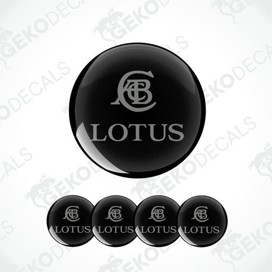 A set of four black vinyl stickers with the LOTUS brand logo printed on them.