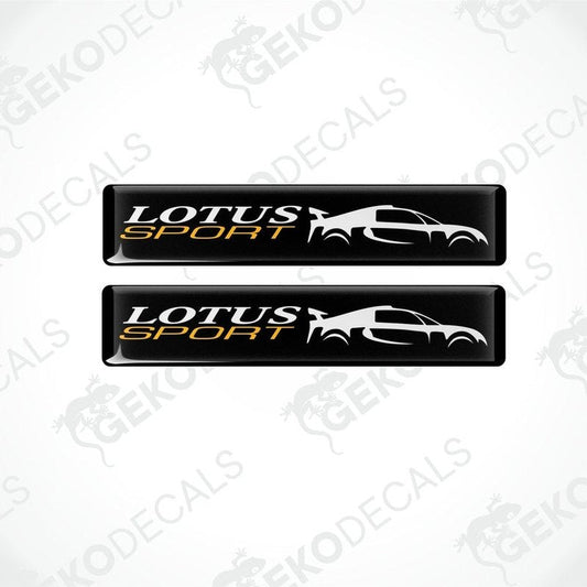 Two rectangular black vinyl decals with the text 'LOTUS SPORT' and a silhouette of a car.