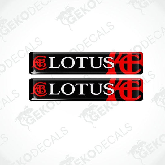 Two black vinyl stickers with the LOTUS brand logo in red and white.