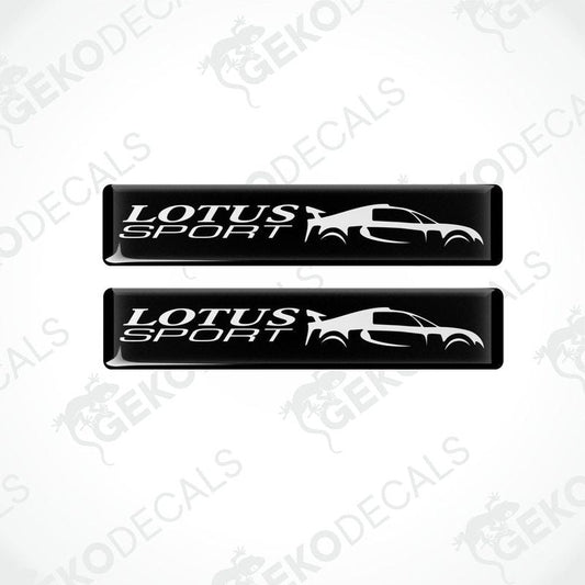 Two black vinyl stickers with the LOTUS Sport logo depicting a car.