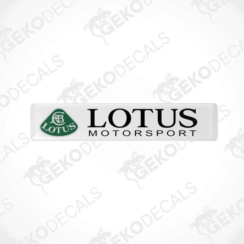 White vinyl stickers with the LOTUS MOTORSPORT logo in green and black.
