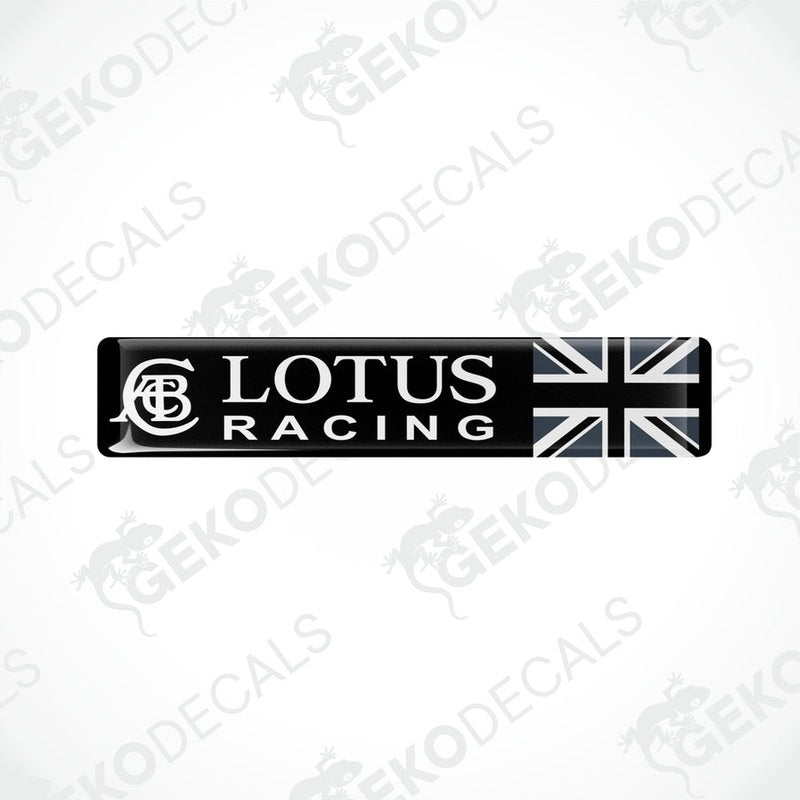 Black vinyl decals with the text 'LOTUS RACING' and the Union Jack flag design.