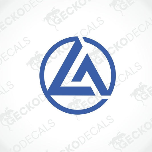 A blue geometric shaped decal with the brand name 'LUNAR' displayed below it.