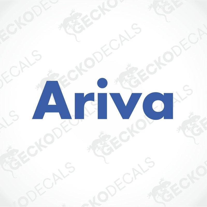 A blue decal with the text 'ARIVA' in capital letters.