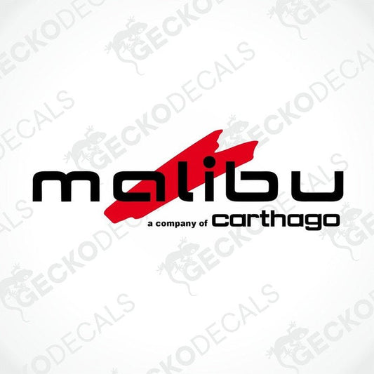Malibu A Company Carthago die-cut sticker with red brushstroke graphic