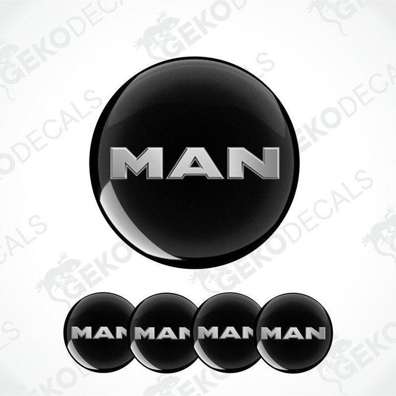 Set of four black vinyl decals with the 'MAN' brand logo.