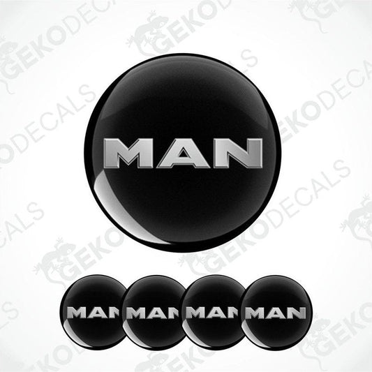 Set of four black vinyl decals with the 'MAN' brand logo.