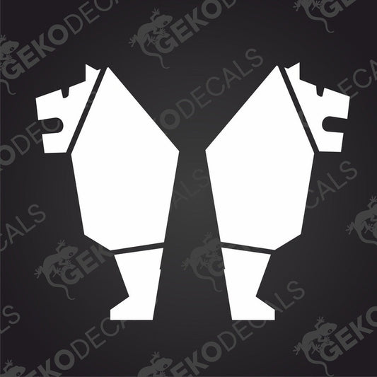 A white decal with the brand name 'MAN' in bold letters, designed for use on vehicles or equipment.