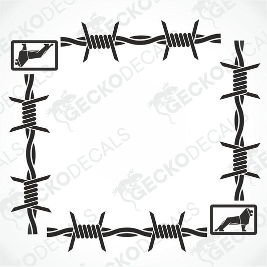 Black barbed wire side window decal for MAN truck with lion and driver icons