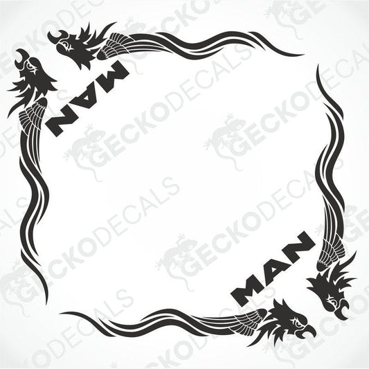 MAN Eagle Tribal Side Window Decal set with black die-cut eagle heads and tribal feathers