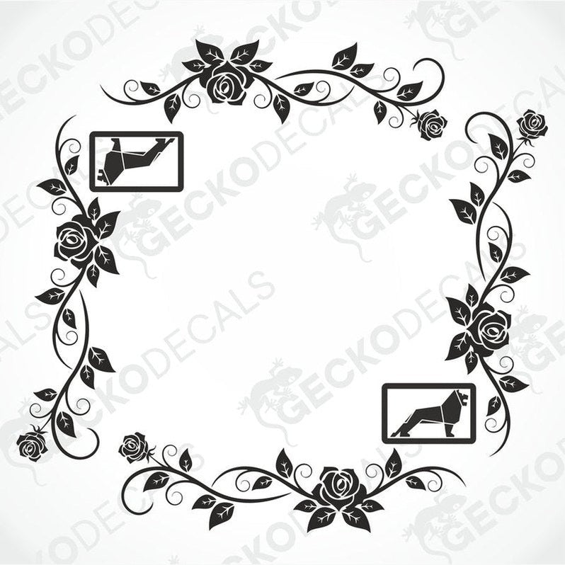 A set of two black side window decals for a truck, with a geometric and tribal pattern design, including the letters 'MAN'.