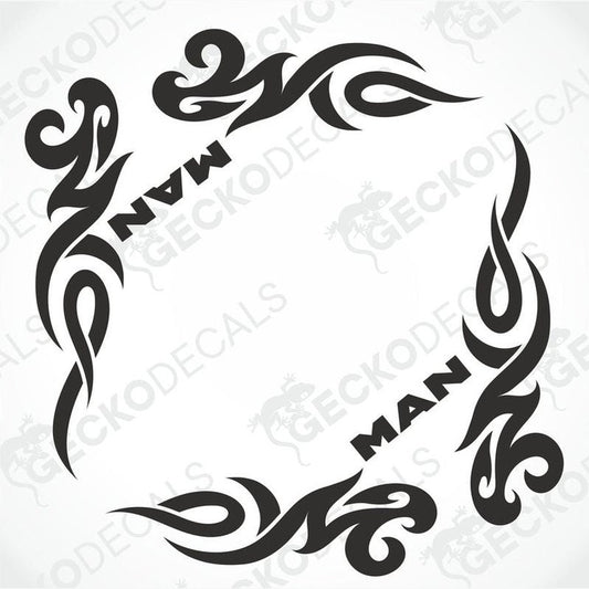 MAN tribal side window decal set black die-cut vinyl transfer paper