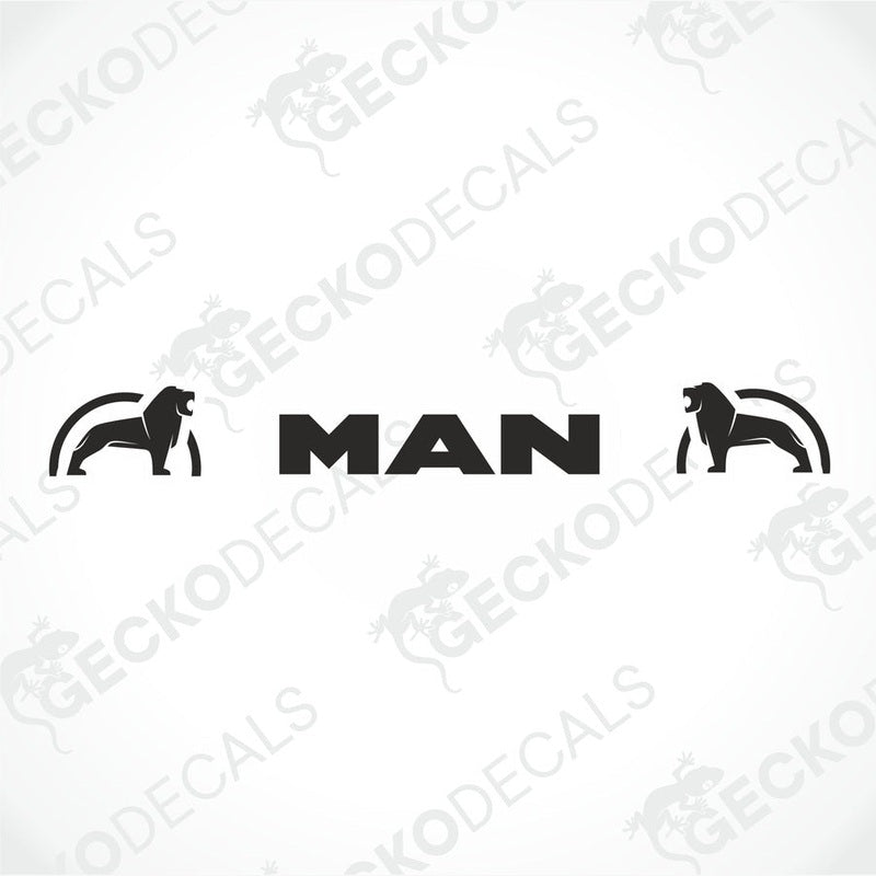 A front view of a MAN truck windscreen decal.