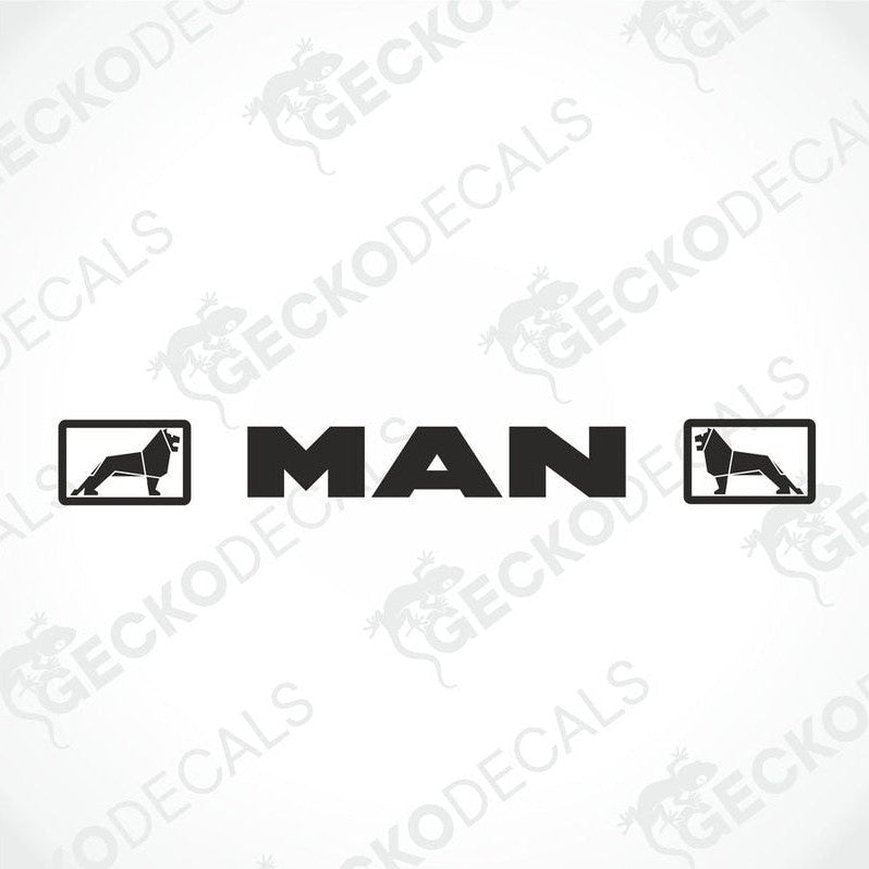 A front view of a MAN truck windscreen decal.