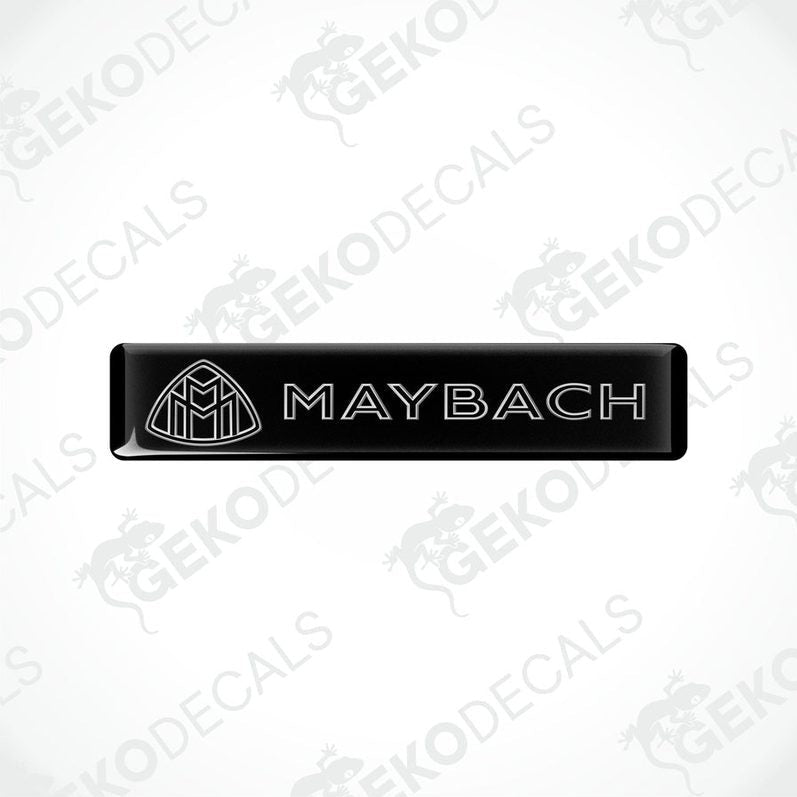 Rectangular black vinyl decals with the Maybach logo printed in white.