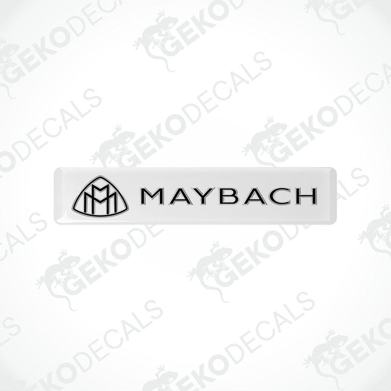  Rectangular white vinyl decals with the Maybach logo printed in black.