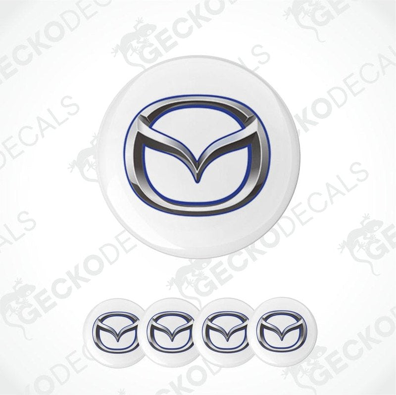 Mazda logo decal set on a white background with 'Gecko Decals' branding.