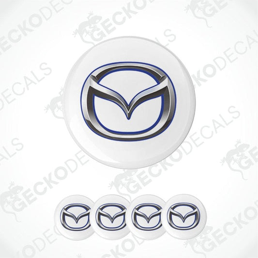 Mazda logo decal set on a white background with 'Gecko Decals' branding.