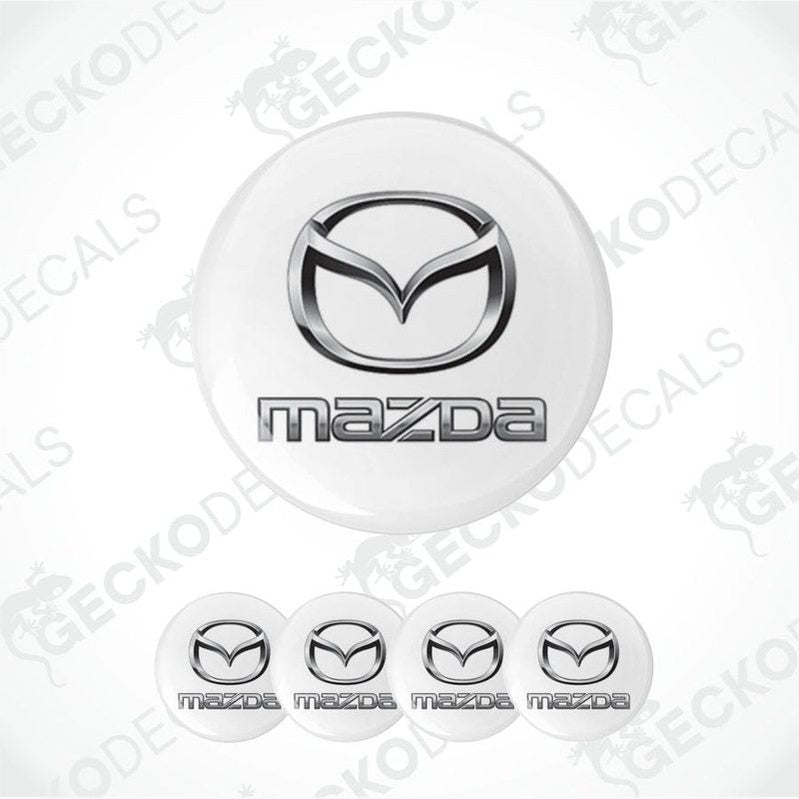Mazda logo on a white background with additional logos below.