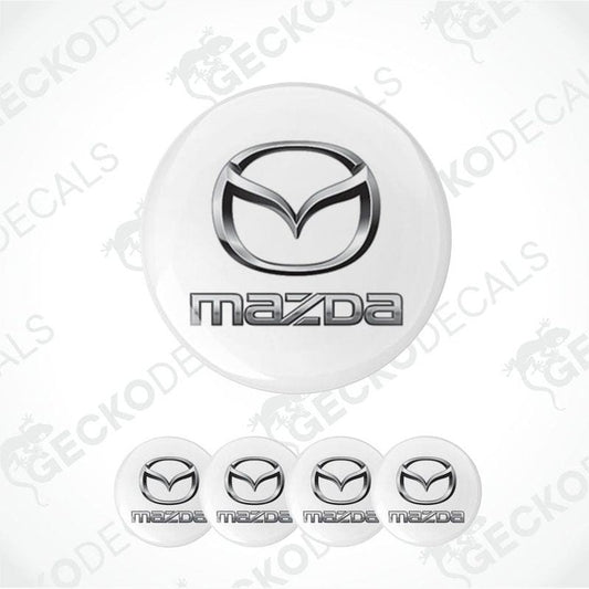 Mazda logo on a white background with additional logos below.