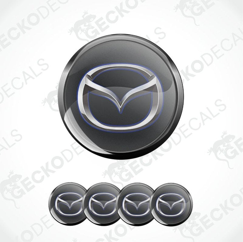 Mazda logo decal set on a white background with 'Gecko Decals' branding.