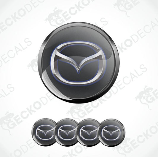 Mazda logo decal set on a white background with 'Gecko Decals' branding.