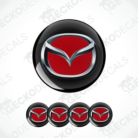 Mazda logo decal set on a white background with 'GECKODECALS' branding.